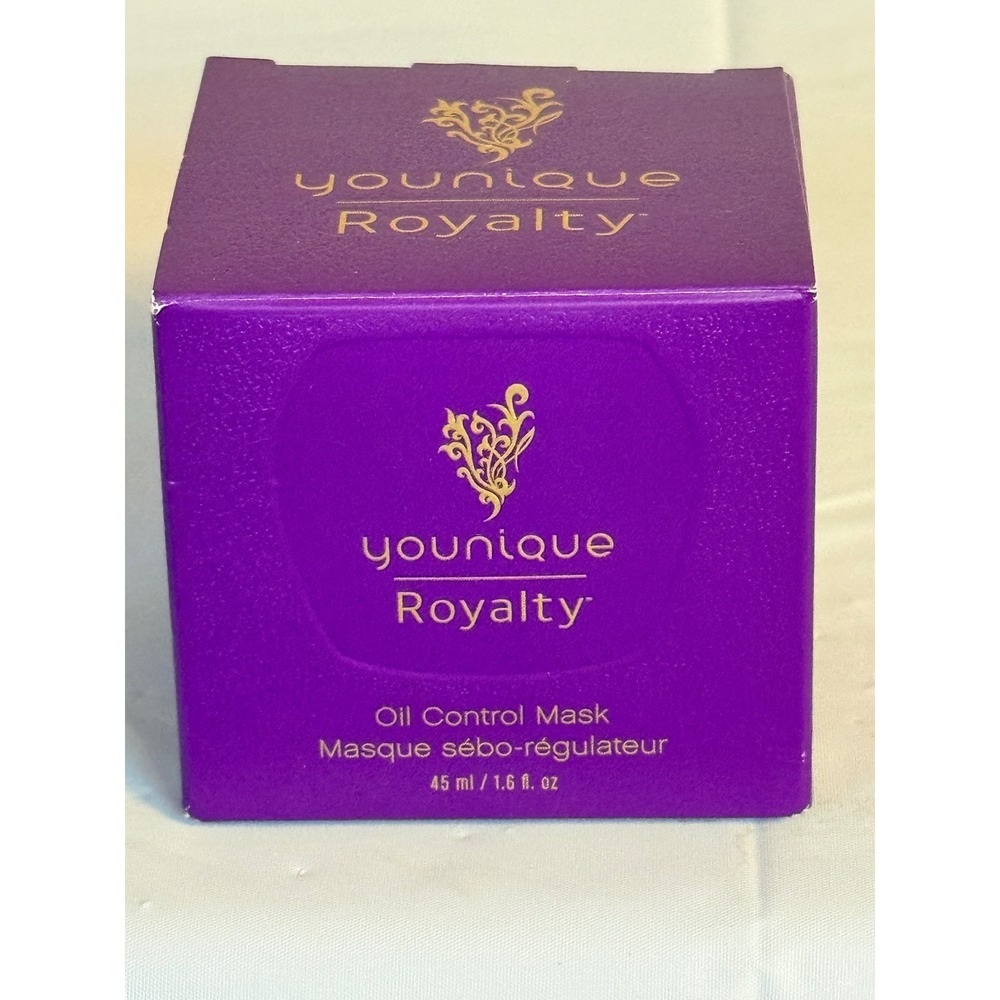Younique Royalty Oil Control Mask 1.6oz Purple Gold Jar Skincare AHA Kaolin NIB
